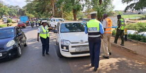 National Safety and Transport Authority(NTSA) and traffic officers doing road safety compliance checks around Sewerage area in Embu County on January 6, 2025