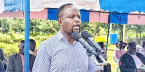 Trans Nzoia County Governor George Natembeya addressed residents at a past event.