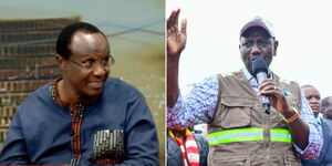 David Ndii, Chairperson of President William Ruto's Council of Economic Advisors during an interview on February 28, 2023 and President William Ruto addressing residents in Nakuru County on April 6, 2023