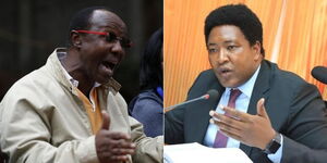 A photo collage of Economist David Ndii (left) and Narok Senator Ledama Ole Kina (right)
