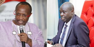 A photo collage of President William Ruto's Economic advisor David Ndii speaking at an event in Nairobi in 2017 and Deputy President Rigathi Gachagua at a cabinet meeting at Karen on October 5, 2023.