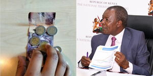 A collage of Kenyan local currency and Treasury Cabinet Secretary Njuguna Ndung'u
