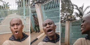 Tiktok star Ian Asunya famously known as Nduru man screams at Deputy President William Ruto's Karen residence on July 20, 2022.
