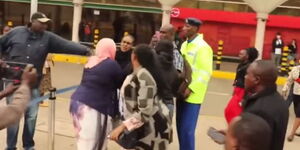 Nelly Chelagat confronts her agent at JKIA in a video shared on Thursday, September 8, 2022