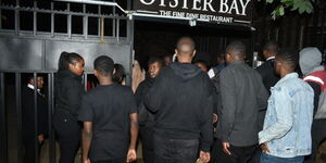 The National Environmental Management Authority (NEMA) officials during a raid at a local restaurant in Nairobi Kilimani estate on Thursday April 6, 2023