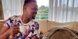 Citizen TV presenter DJ Gee Gee having a moment with his sleeping son.