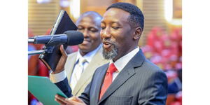 Leo Wa Muthende takes his oath as the new Mbeere North Member of Parliament on December 2, 2025