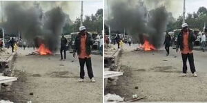 Traders in the Ngara market in Nairobi County protesting on Wednesday, October 8, 2025.