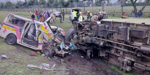 Photo of an accident scene at Ngata Area in Eldoret-Nakuru Highway on November 6, 2023.