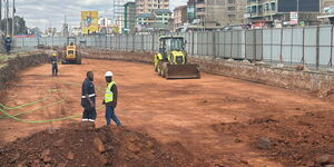 Bulldozers at work at the start of construction of Ngong/ Naivasha Road flyover in Nairobi on September 16, 2024.