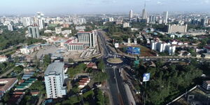 An aerial view of Ngong Town.
