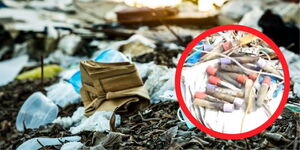 A photo showing medical waste from Mikindani Dumpsite