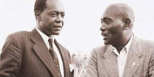 Former Attorney General Charles Njonjo (left) and his late father Josiah Njonjo