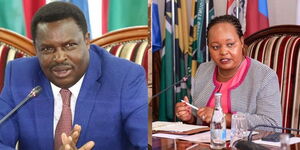 A collage of Council of Governors Health Committee Chair Muthomi Njuki with the Chairperson Anne Waiguru at a past event,
