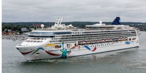 A photo of the cruise liner, Norwegian Dawn, on a cruise 