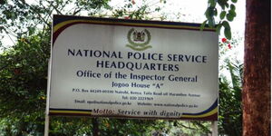 Signpost to National Police Service headquarters in Nairobi.