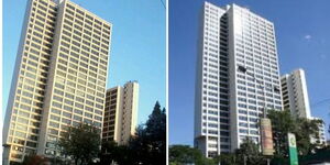 Collage image of the NSSF building located in Upperhill Nairobi