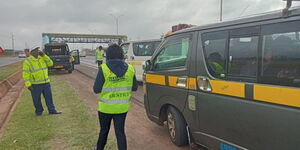 Law enforcement officers on the road during an road sensitisation exercise oragnised by the National Transport and Safety Authority on Monday May 8, 2023