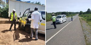 NTSA offiecrs during traffic crackdown in Thika and Kisii.