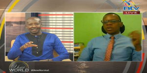 NTV anchor Joseph Warungu (left) and panellist Eric Amunga (right) during the NTV Your World show on Friday, May 15.