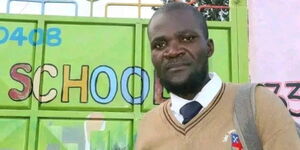 Azimio's diehard supporter Nuru Okanga poses for a photo outside St Aquinas Day School on January 23, 2024.