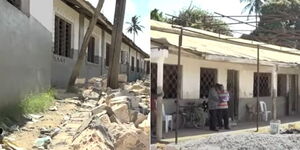 A school in Nyali after armed goons invaded and demolished its walls on Wednesday, March 13,2024.