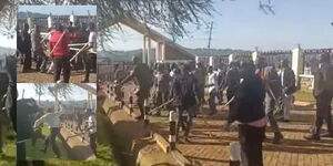 Police and youths clash at Nyamira County Assembly, October 15.