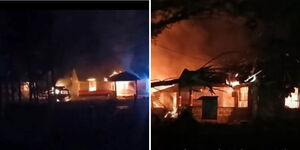 Footage of the Ndunyu Police Post in Nyandarua engulfed in smoke after being set on fire by angry residents on Thursday, June 26, 2025.