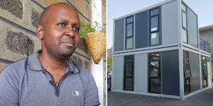 Kenyan engineer Sammy Nyiri and a container based house.