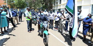 Gov Nyong'o launching electric bikes in Kisumu on May 25, 2021.