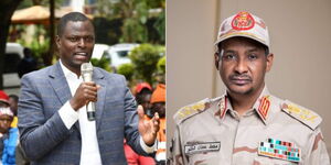 A photo collage of Kiharu MP Ndindi Nyoro (left) and Sudanese General Mohammed Hamdan Dagalo.