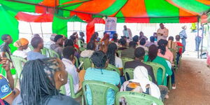Youths listening in during a sensitisation exercise for the NYOTA programme on October 6, 2025.