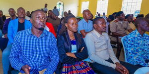 Youths following a sensitisation exercise for the NYOTA programme led by Interior PS Raymond Omollo in Homa Bay County, October 6, 2025.