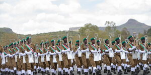National Youth Service recruits passing out parade at the National Youth Service Paramilitary Academy in Gilgil, Nakuru County, on March 3, 2023. 