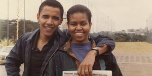 Former US President Barack Obama with his wife Michelle during their trip to Kenya