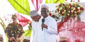 ODM Party Leader Oburu Odinga addressing the wedding ceremony of Mohammed Noordin Mohamed Y. Haji, son of NSI Director General Noordin Haji in Masalani, Ijara constituency, Garisa County, November 29, 2025.