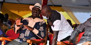 Ugenya MP David Ochieng with Azimio leader Raila Odinga, Saturday February 27, 2021