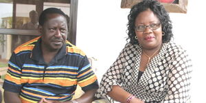 ODM leader Raila Odinga (left) with wife Ida Odinga (right).