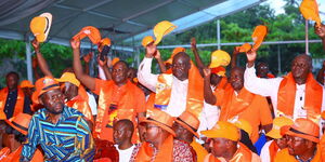 Members of the Orange Democratic Movement (ODM) party during the election of Oburu Odinga as the party leader on November 14, 2025.