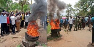 A collage image of protestors demonstrating in Homa Bay Town on April 8, 2022.