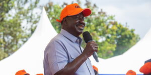 ODM party leader Raila Odinga speaking in Busia on Monday January 15, 2024