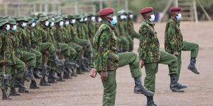 Officers from the Quick Response Unit (QRU) at the Magadi Field Training Campus in Kajiado County on October 29, 2020