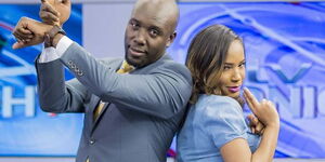 NTV anchors Dennis Okari and Olive Burrows