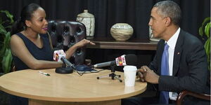 News anchor Olive Burrows interviews former President of the United States Barack Obama on the last day of his trip to Kenya in July, 2015.