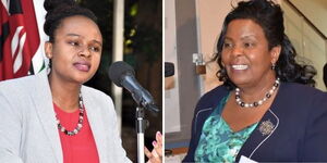  A side-by-side image of  Health CAS Mercy Mwangangi and Former Kenyatta University Vice Chancellor, Olive Mugenda.
