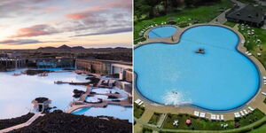 A collage of the Blue Lagoon geothermal spa in Greece(Left) and the Olkaria Geothermal spa in Naivasha(Right) 