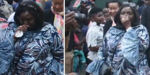 Screengrab of Foreign Affairs CS Rachel Omamo wiping her tears on Friday September 9, 2022.