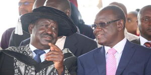 Raila Odinga with Meru Governor KIraitu Murungi at a past graduation ceremony