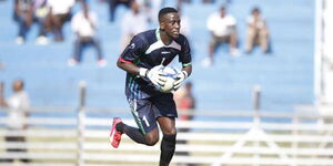 Harambee Stars goalkeeper Arnold Origi in action during their 2017 Africa Cup of Nations qualifying match against Guinea-Bissau at Nyayo Stadium on March 27, 2016. 