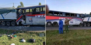 The scene at Fort Tenan along Kisumu-Muhoroni Road, where a PSV bus rammed into a lorry on January 6, 2025. Photo LoDDCA